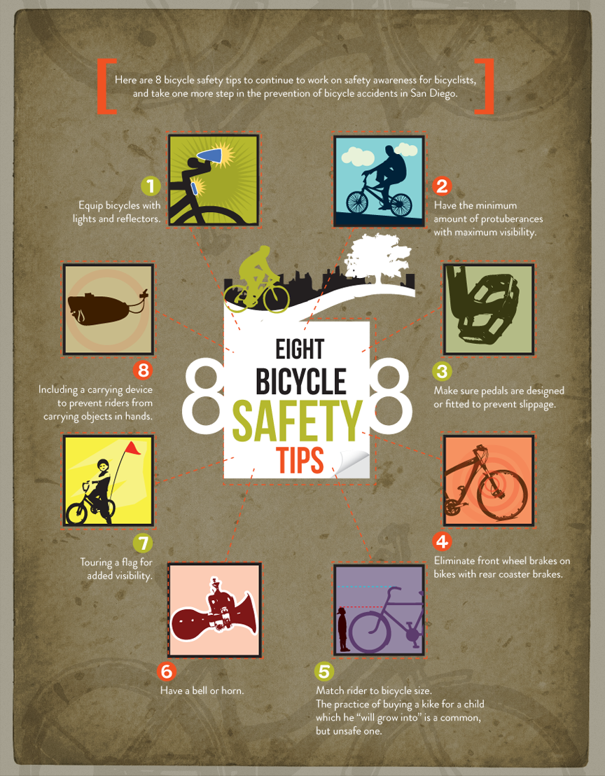 8 bicycle safety tips Infographic